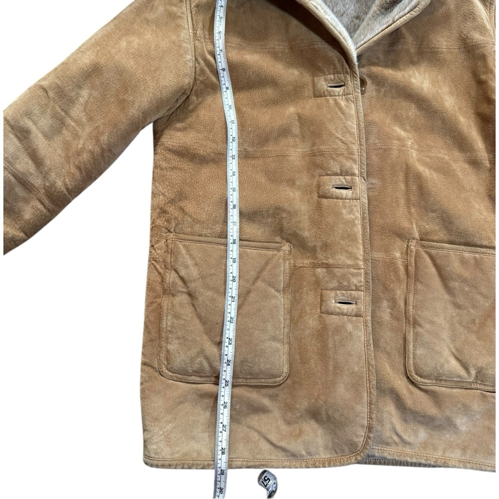Vintage Gallery Tan Teddy Leather Jacket with Faux Fur Trim - Picture 10 of 10